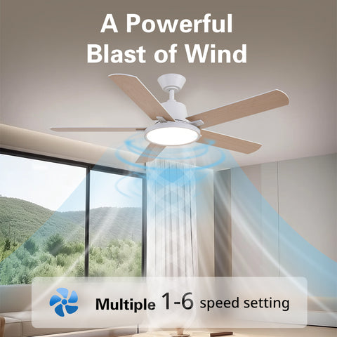 52" Orison Ceiling Fans with Lights, Low Profile Ceiling Fan with Remote/APP Control