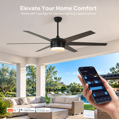 70" Orison Smart Ceiling Fans with Lights, Alexa & Remote & Tuya, 8500 CFM
