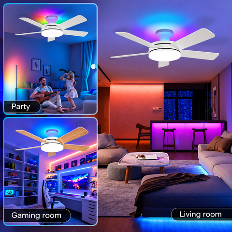 45" Orison Ceiling Fans with Lights, Low Profile Ceiling Fan with Light and Remote/APP Control