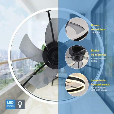 19.7" CHANFOK Orison Modern Small Ceiling Fan With Light