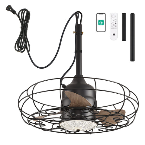21" Orison Outdoor Caged Ceiling Fan with Light for Remote - Waterproof(Pattern)