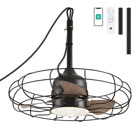 Orison Outdoor Caged Ceiling Fans with Light for Patio and Remote - Waterproof