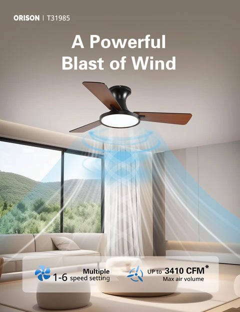 42" Orison Ceiling Fan with Lights, Reversible and Dimmable, Remote/APP Control