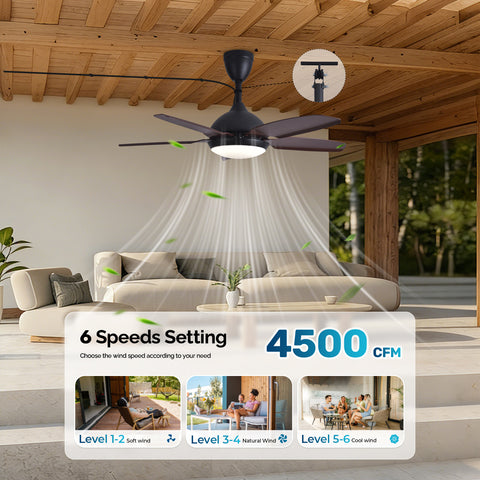 42" Orison Plug-in Outdoor Ceiling Fan with Light, 5-Blade Hanging Fan for Gazebo Porch