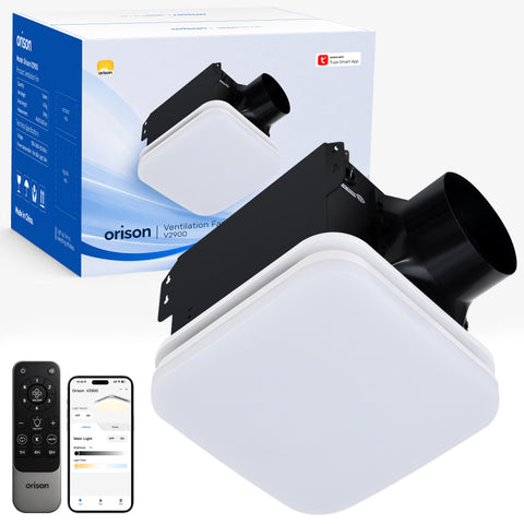 Orison Bathroom Exhaust Fan with Light, 110 CFM 1.0 Sone, 1500LM 3CCT LED Light, Remote/APP Control (White)