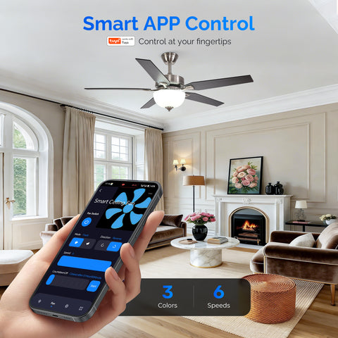 52" Orison Indoor Ceiling Fan with Lights, Smart Ceiling Fan for Living Room