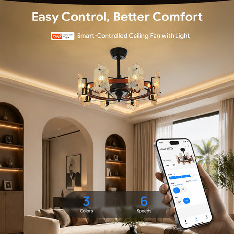 28.7" Orison Chandelier Ceiling Fans with Remote & APP Control