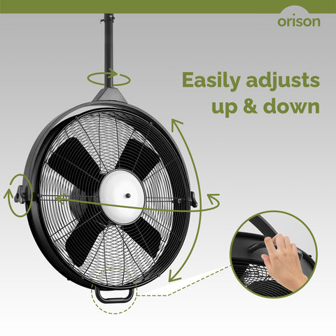 24.8" Orison Outdoor Ceiling Fan with Light 360-degree Manual Vertical Rotation - Waterproof(Black)