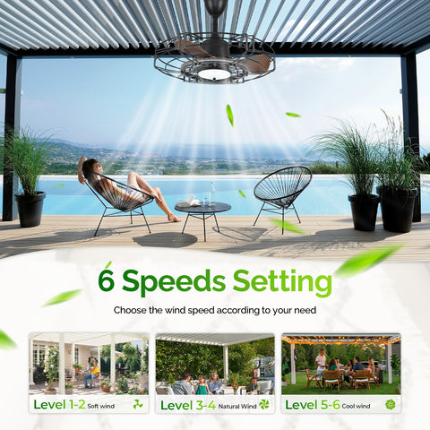 24" Orison Outdoor Ceiling Fan with RGB Light, Gazebo Fans Outdoor Hanging