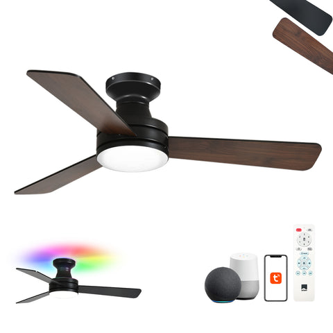 42" Orison Ceiling Fans with Lights, Smart RGB Backlight, Dimmable Lighting, Alexa Voice Control