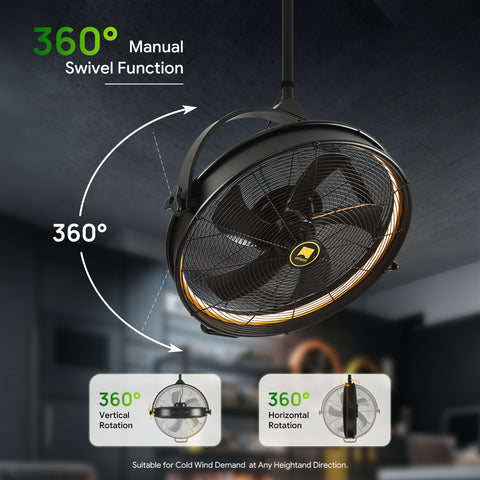 24.8" Orison Garage Ceiling Fan with Light, Waterproof Outdoor Gazebo Hanging Fan with Remote&APP
