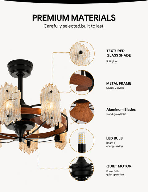 28.7" Orison Chandelier Ceiling Fans with Remote & APP Control