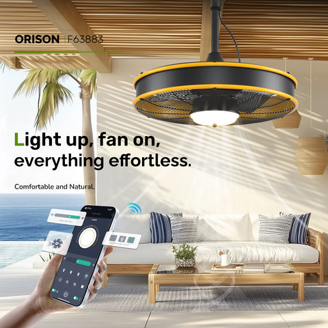 22" Orison Outdoor Ceiling Fans with Lights, Wet Rated Gazebo Fan with Remote/App Control