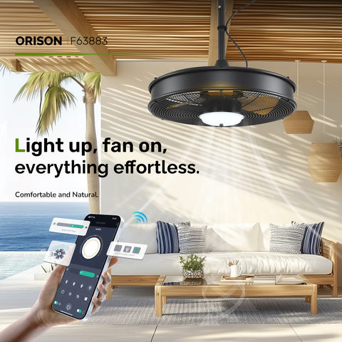 22" Orison Outdoor Ceiling Fans with Lights, Wet Rated Gazebo Fan with Remote/App Control