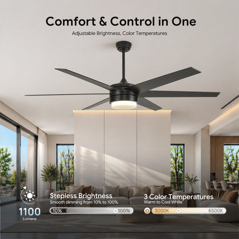 70" Orison Smart Ceiling Fans with Lights, Alexa & Remote & Tuya, 8500 CFM