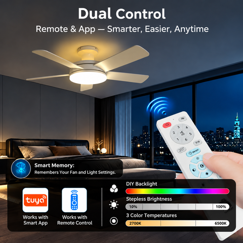 45" Orison Ceiling Fans with Lights, Low Profile Ceiling Fan with Light and Remote/APP Control