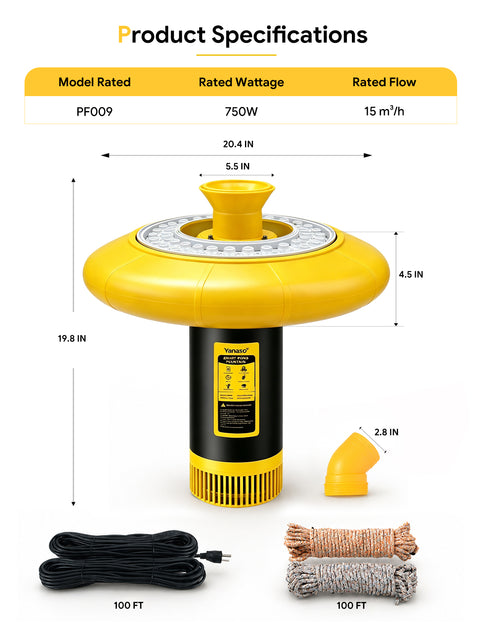 Orison Pond Fountain Aerator with RGB Lights, 1HP 15000 GPH Floating Fountain Pump for Pond & Lake, APP & Remote Control