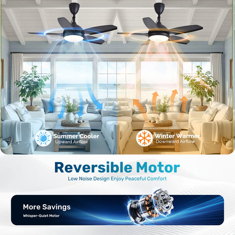42" Orison Plug-in Outdoor Ceiling Fan with Light, 5-Blade Hanging Fan for Gazebo Porch