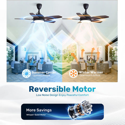 42" Orison Plug-in Outdoor Ceiling Fan with Light, 5-Blade Hanging Fan for Gazebo Porch