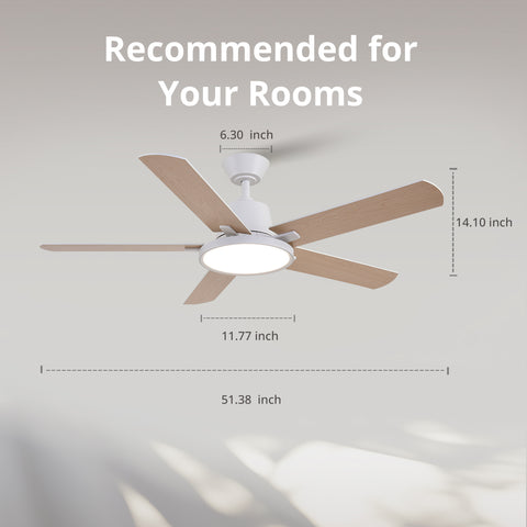 52" Orison Ceiling Fans with Lights, Low Profile Ceiling Fan with Remote/APP Control