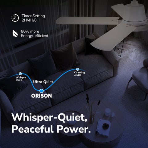 52" Orison Ceiling Fans with Lights, Low Profile Ceiling Fan with RGB Backlight, Remote/APP Control