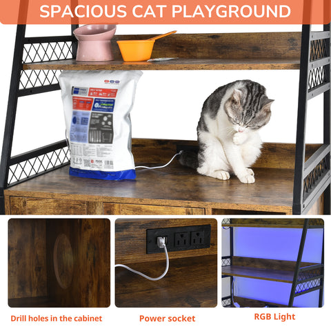 Orison Multifunctional Cat Enclosure and Storage Cabinet with RGB Lighting