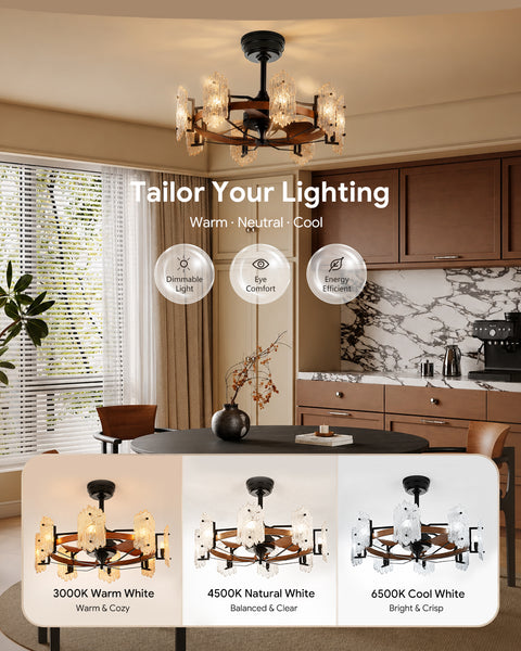 28.7" Orison Chandelier Ceiling Fans with Remote & APP Control