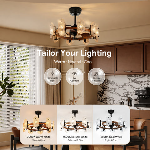 28.7" Orison Chandelier Ceiling Fans with Remote & APP Control