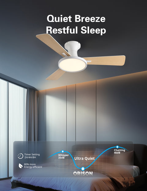 42" Orison Ceiling Fan with Lights, Reversible and Dimmable, Remote/APP Control