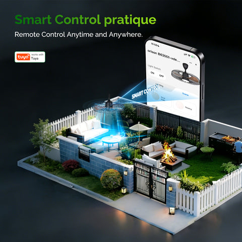 24" Orison Outdoor Ceiling Fans with Lights for Patio, Weatherproof Gazebo Fan Remote & APP Control