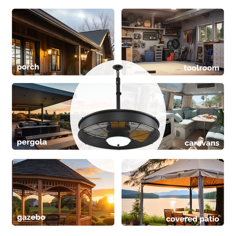 22" Orison Outdoor Ceiling Fans with Lights, Wet Rated Gazebo Fan with Remote/App Control