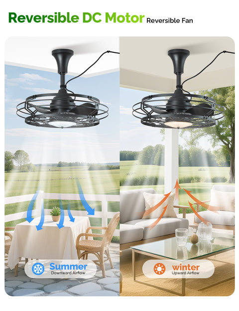 21" Orison Outdoor Ceiling Fan with Light, Gazebo Fans for Pergolas