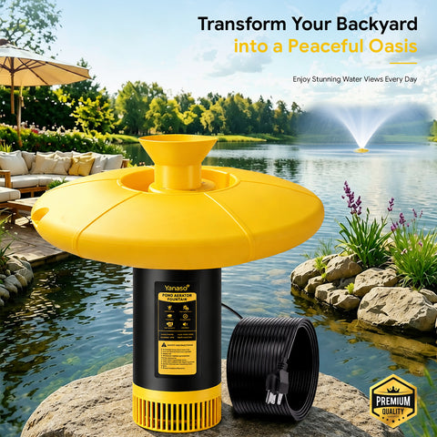 Orison Pond Fountain Aerator, 1HP 15000 GPH Floating Fountain Pump for Pond & Lake, 2 Spray Patterns