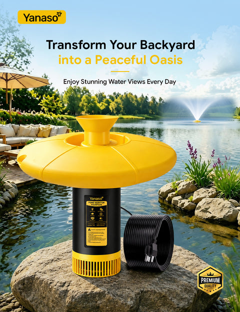 Orison Pond Fountain Aerator, 1HP 15000 GPH Floating Fountain Pump for Pond & Lake, 2 Spray Patterns
