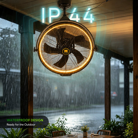 24.8" Orison Garage Ceiling Fan with Light, Waterproof Outdoor Gazebo Hanging Fan with Remote&APP