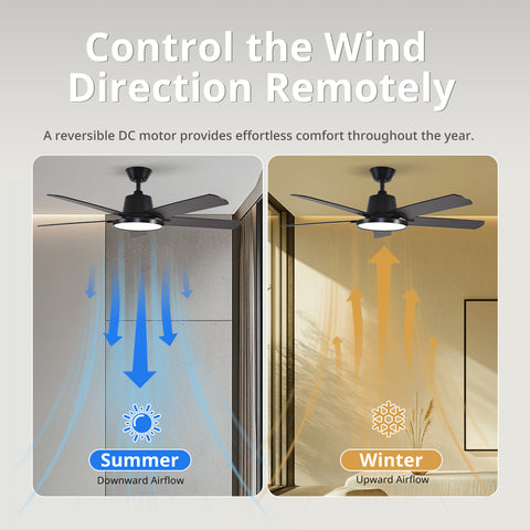 52" Orison Ceiling Fans with Lights, Low Profile Ceiling Fan with Remote/APP Control