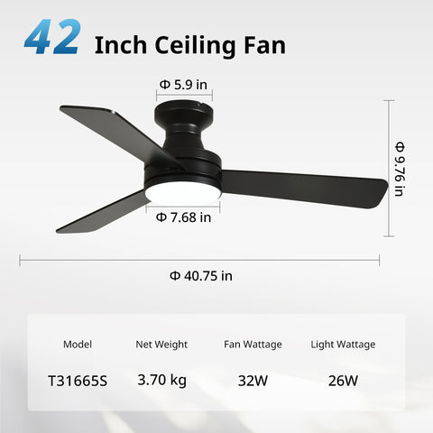 42" Orison Ceiling Fans with Lights, Smart RGB Backlight, Dimmable Lighting, Alexa Voice Control