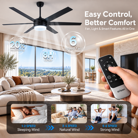 70" Orison Smart Ceiling Fans with Lights, Alexa & Remote & Tuya, 8500 CFM