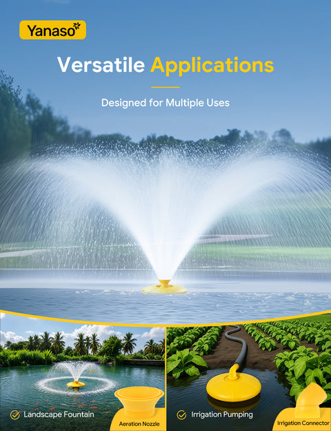 Orison Pond Fountain Aerator, 1HP 15000 GPH Floating Fountain Pump for Pond & Lake, 2 Spray Patterns