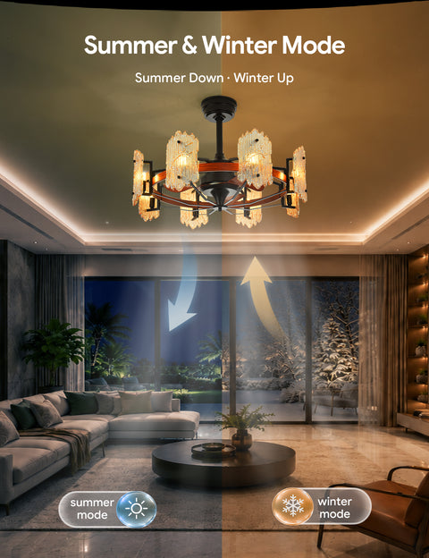 28.7" Orison Chandelier Ceiling Fans with Remote & APP Control
