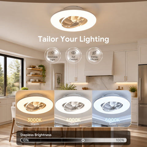 22" Orison 360° Oscillating Ceiling Fan with Light, 18° Rotating Smart RGB Backlight & Dimmable LED, Alexa & Google Compatible, APP/Remote Control