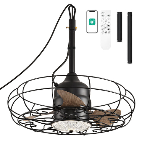 Orison Outdoor Caged Ceiling Fan with Light for Remote - Waterproof(Pattern)