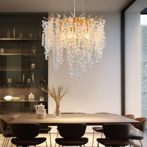 18" Orison Crystal Ceiling Light Fixture, Elegant Flush Mount Lighting, Perfect for Living Room(Bulbs not included)