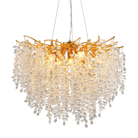 23.6" Orison Ceiling Hanging Crystal Chandelier Lighting, Luxury Round Pendant Light Fixture(Bulbs not included)