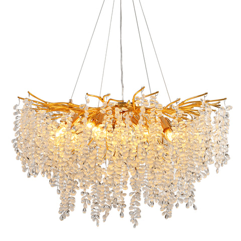 31.5" Orison Sparkling Crystal Chandelier - LED Crystal Ceiling Light Fixture, Luxury Decor, Adjustable Temperature(Bulbs not included)