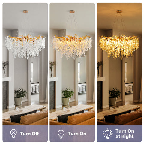 31.5" Orison Sparkling Crystal Chandelier - LED Crystal Ceiling Light Fixture, Luxury Decor, Adjustable Temperature(Bulbs not included)
