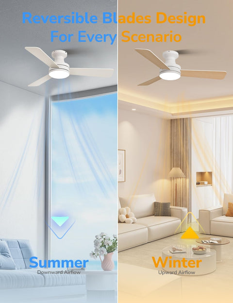 42" Orison Ceiling Fans with Lights, Smart RGB Backlight, Dimmable Lighting, Alexa Voice Control