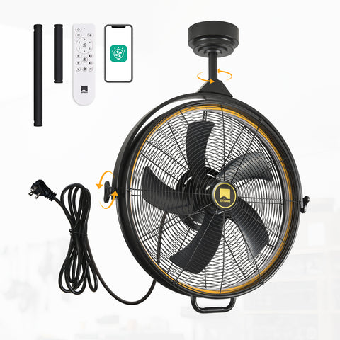 24.8" Orison Garage Ceiling Fan with Light, Waterproof Outdoor Gazebo Hanging Fan with Remote&APP