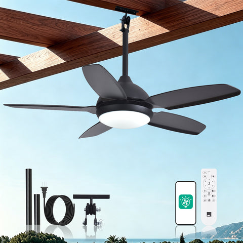 42" Orison Plug-in Outdoor Ceiling Fan with Light, 5-Blade Hanging Fan for Gazebo Porch