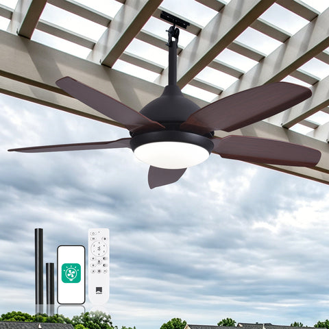 42" Orison Plug-in Outdoor Ceiling Fan with Light, 5-Blade Hanging Fan for Gazebo Porch